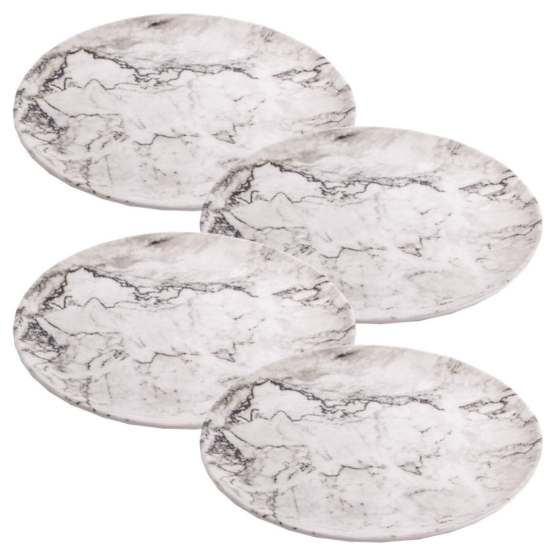 4 x Reusable Plastic Melamine Granite Pattern 8" Plate for Camping Picnic UK Camping And Leisure - Dynamic Drive