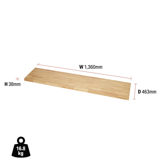 Draper BUNKER Modular Hardwood Worktop, 1360mm 33182 Draper - Dynamic Drive