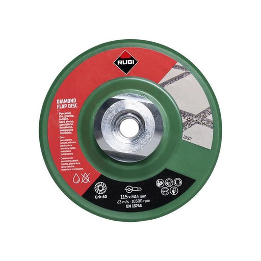 Rubi Tiling Tools Diamond Flap Disc 115mm x 50/60 Grit RUBI TILING TOOLS - Dynamic Drive