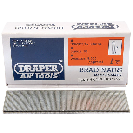 Draper Brad Nails, 32mm (Pack of 5000) 59827 Draper - Dynamic Drive