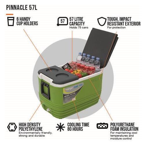 Vango Pinnacle 60 QT 57L Green Picnic Camping Food Drink Cool Box Cooler Vango - Dynamic Drive