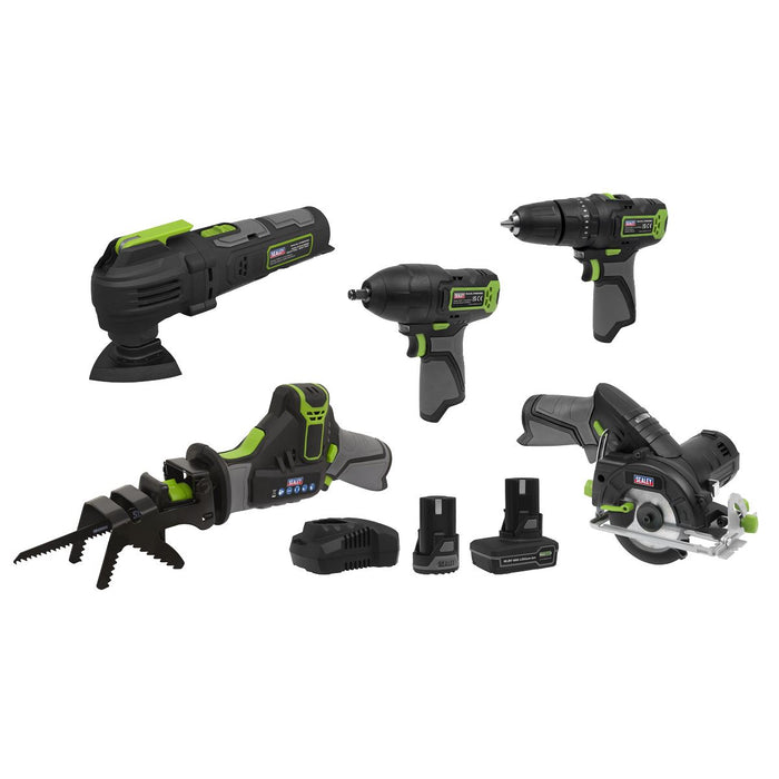 Sealey 5 x SV10.8 Series Cordless Combo Kit 10.8V - 2 Batteries CP108VCOMBO8 Sealey - Dynamic Drive