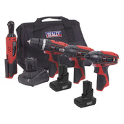 Sealey SV12 Series 4 x 12V Cordless Power Tool Combo Kit CP1200COMBOB Sealey - Dynamic Drive