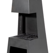 Dellonda Outdoor Chiminea Fireplace Fire Pit Heater Firewood Storage Black Steel Dellonda  - Dynamic Drive