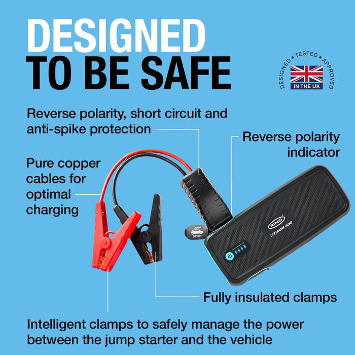 Ring Automotive RPPL400 high power lithium car jump starter power pack and 16800 Ring Automotive - Dynamic Drive
