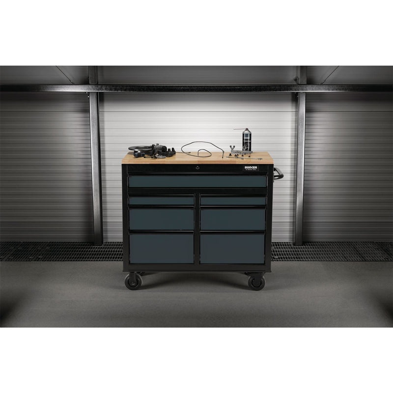 Draper BUNKER Workbench Roller Tool Cabinet, 7 Drawer, 41", Grey 08216 Draper - Dynamic Drive