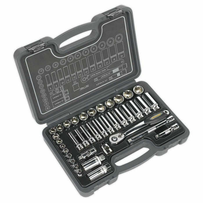 Sealey Socket Set 38pc 3/8"Sq Drive 6pt WallDrive Metric AK7952 Sealey - Dynamic Drive