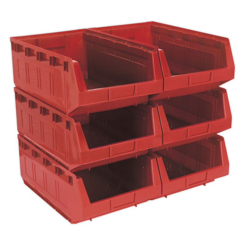 Sealey Plastic Storage Bin 310 x 500 x 190mm Red Pack of 6 TPS56R Sealey - Dynamic Drive