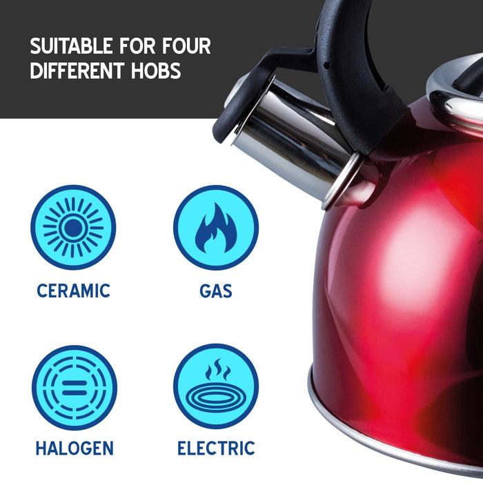 MDS1203 Liberty Red 2.5 Litre Whistling Kettle CW-T056-B1R Liberty Leisure UK - Dynamic Drive