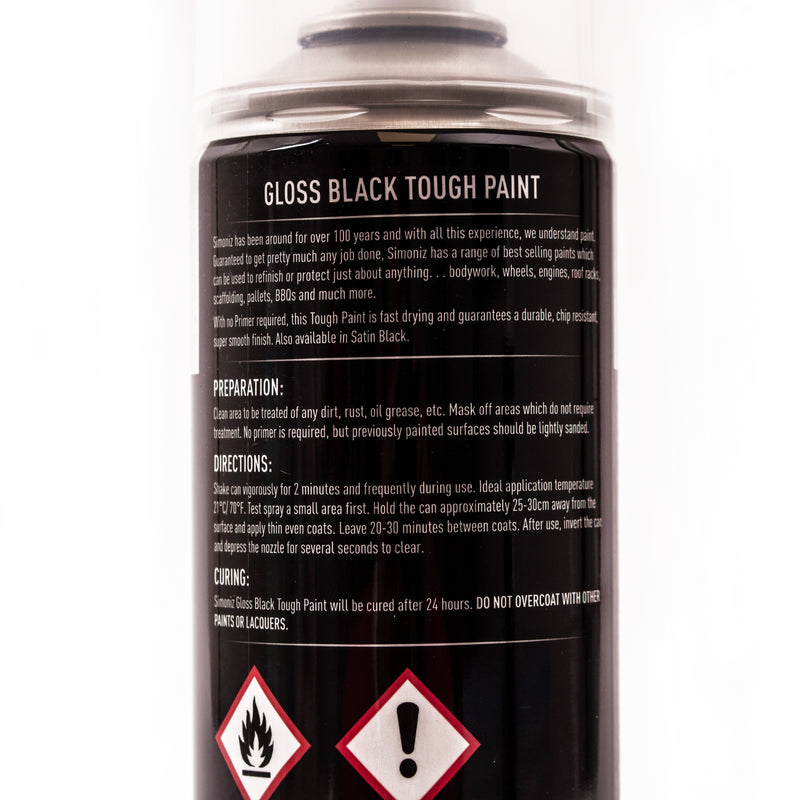 Simoniz Gloss Black Tough Car Spray Protection Paint Aerosol Durable 500ml Simoniz - Dynamic Drive