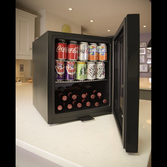 Baridi 50L Table Top Beer & Drinks Mini Fridge 3-10C Light Black & Glass Baridi  - Dynamic Drive