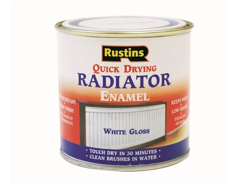 Rustins Quick Dry Radiator Enamel Paint Gloss White 250ml Rustins - Dynamic Drive