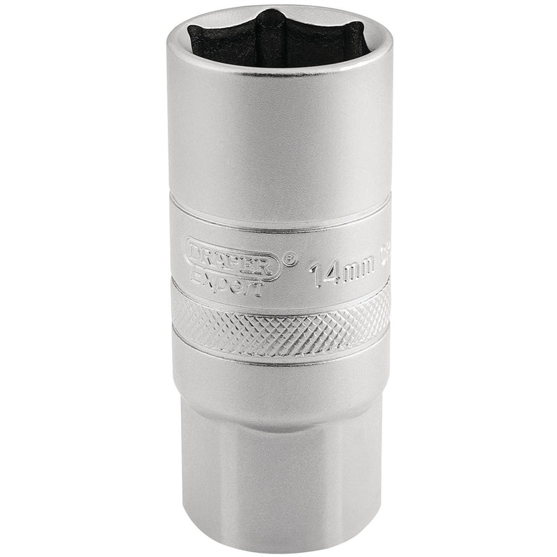 Draper 14mm Thread 6 Point Satin Chrome Spark Plug Socket, 1/2" Sq. Dr., 21mm Draper - Dynamic Drive