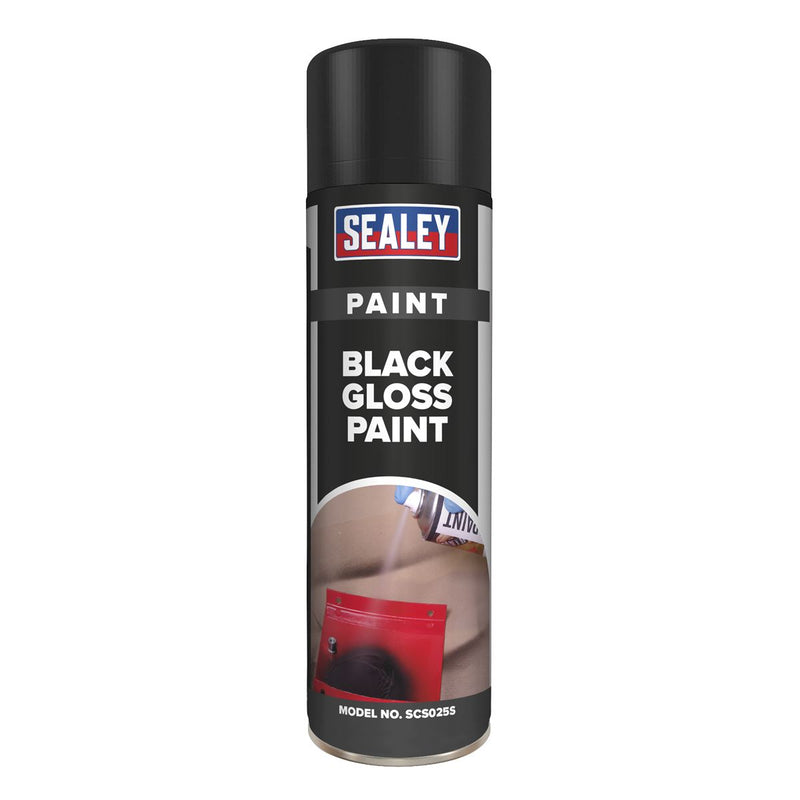 Sealey Black Gloss Paint 500ml Pack of 6 SCS025 Sealey - Dynamic Drive