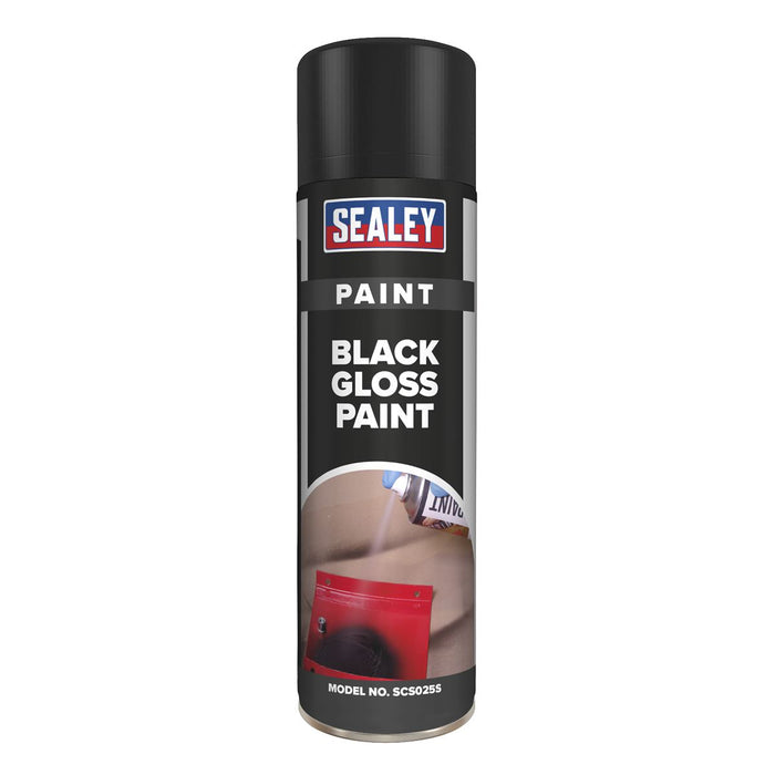 Sealey Black Gloss Paint 500ml Pack of 6 SCS025 Sealey - Dynamic Drive