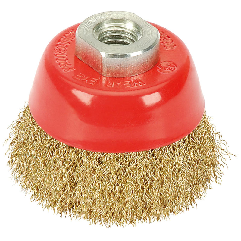 Draper Brassed Steel Crimped Wire Cup Brush, 65mm, M14 41443 Draper - Dynamic Drive