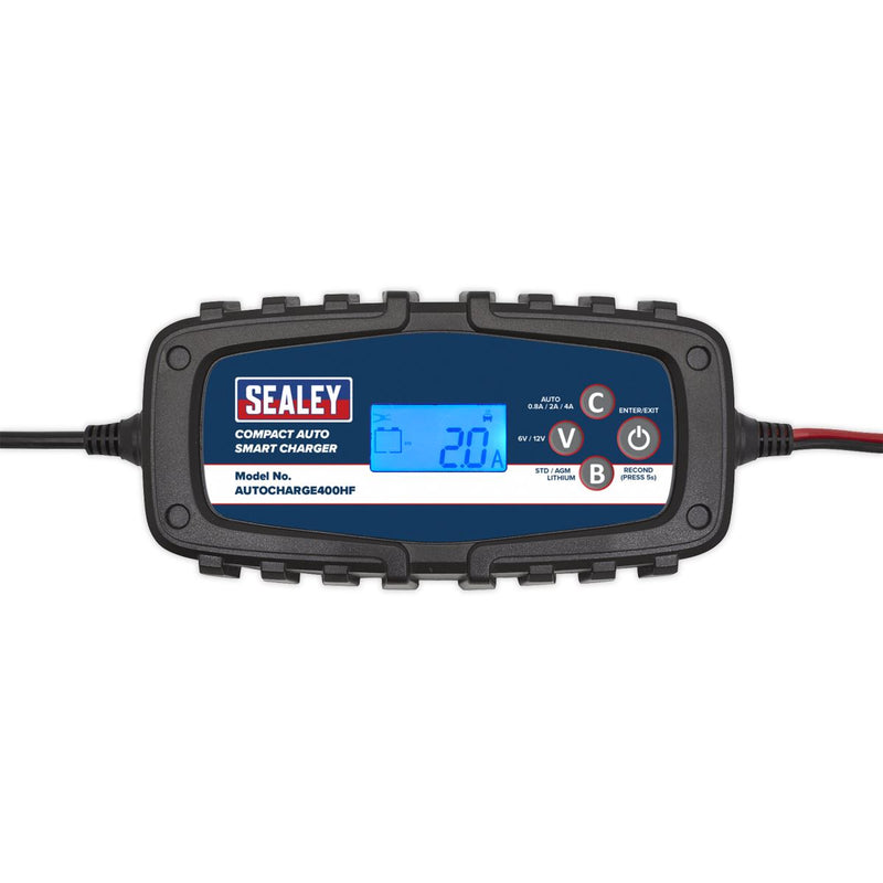 Sealey Compact Auto Smart Charger 4A 6/12V AUTOCHARGE400HF Sealey  - Dynamic Drive
