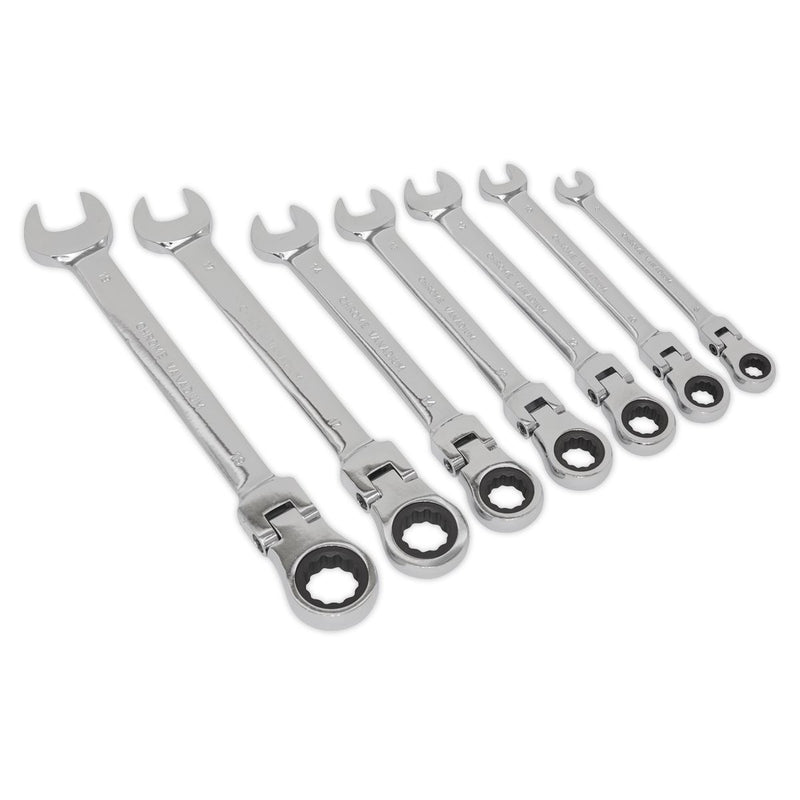Seigen by Sealey Flexible Head Ratchet Combination Spanner Set 7pc Metric S01143 Seigen by Sealey  - Dynamic Drive