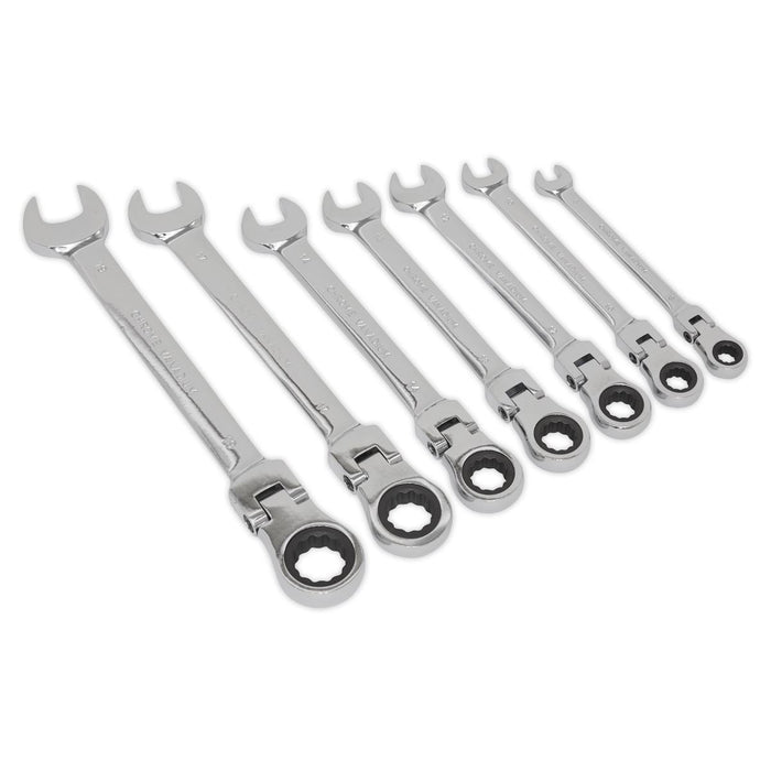Sealey Flexible Head Ratchet Combination Spanner Set 7pc Metric S01143 Siegen by Sealey - Dynamic Drive