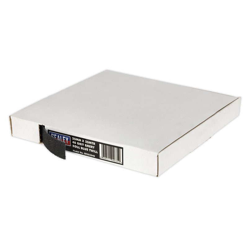 Sealey Emery Roll Blue Twill 25mm x 25m 40Grit ER252540 Sealey - Dynamic Drive