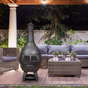 Dellonda Deluxe 360 Chiminea/Fire Pit - Antique Bronze Finish Dellonda  - Dynamic Drive