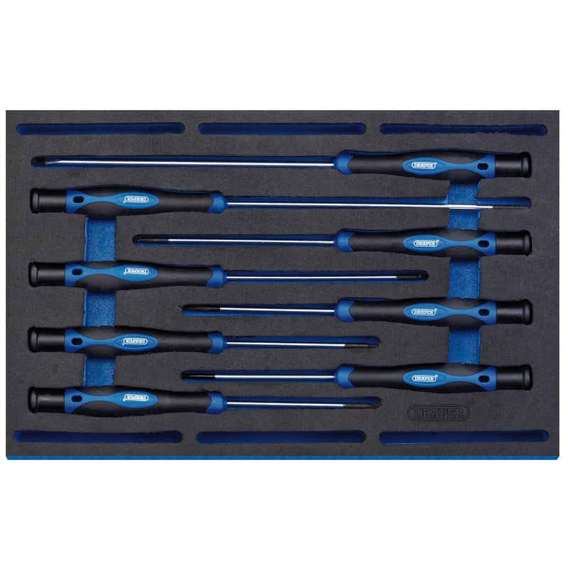 1x 8 Piece Draper Extra Long Precision Screwdriver Set In EVA Insert Tray Draper  - Dynamic Drive