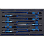 Draper Extra Long Precision Screwdriver Set in 1/4 Drawer EVA Insert Tray (8 Pie Draper - Dynamic Drive