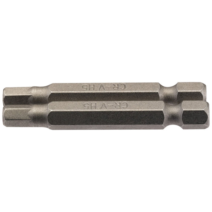 Draper Hexagonal Insert Bit, 5mm, 1/4" Hex, 50mm Long (Pack of 2) 64255 Draper - Dynamic Drive