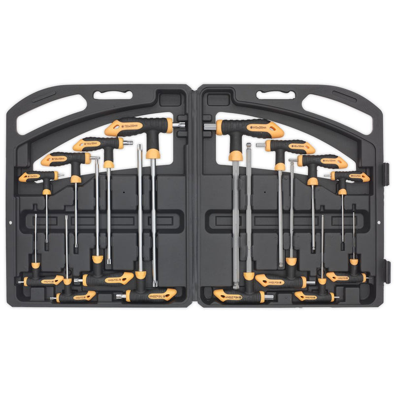 Sealey T-Handle TRX-Star* & Hex Key Set 16pc S0916 Siegen by Sealey - Dynamic Drive