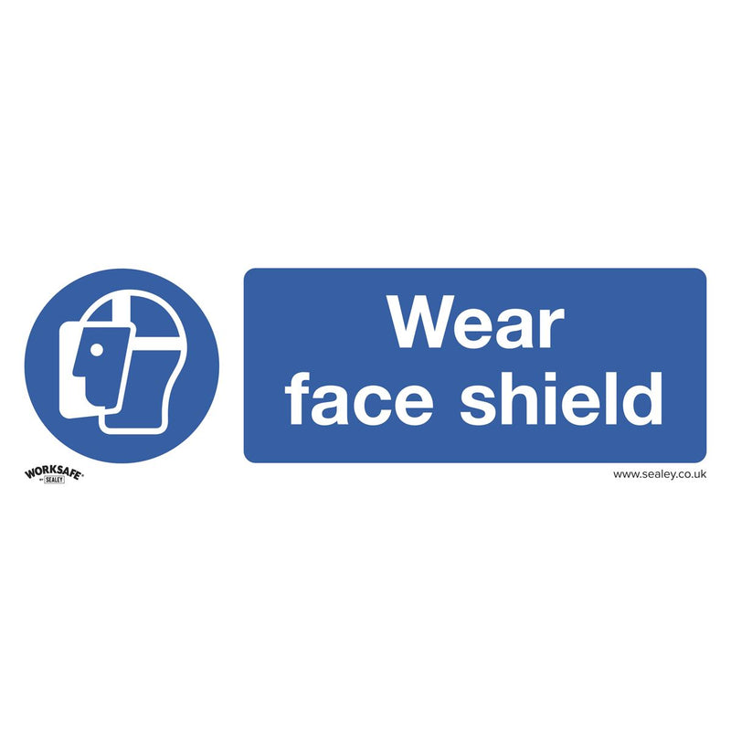 Sealey Mandatory Safety Sign Wear Face Shield Rigid Plastic Pack of 10 Sealey - Dynamic Drive