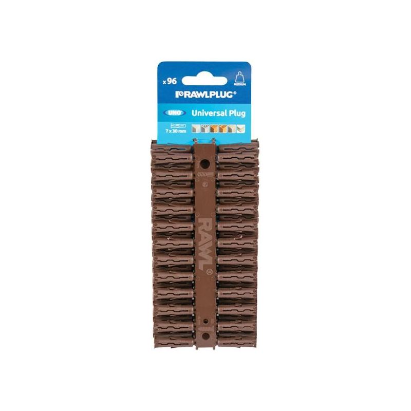 Rawlplug Brown UNO® Plugs 7 x 30mm (Card 96) Rawlplug - Dynamic Drive