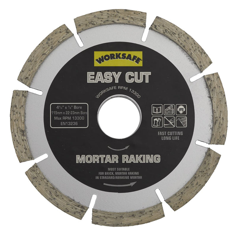 Sealey Easy Cut Diamond Blade115 x22mm Mortar Raker WDEC1156MR Sealey - Dynamic Drive