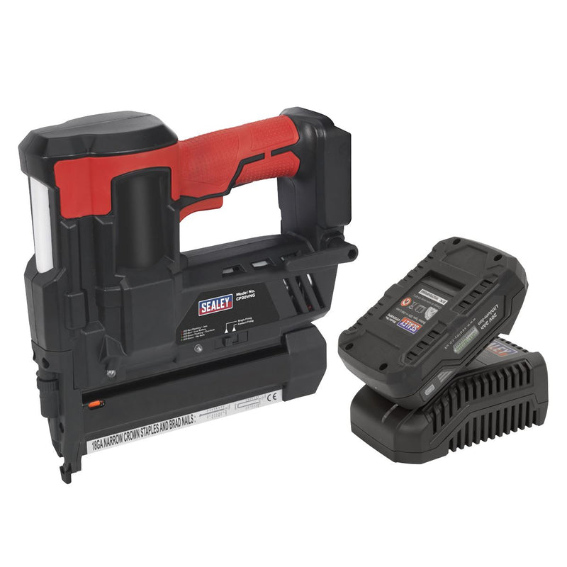 Sealey Cordless Nail/Staple Gun 18G 20V 2Ah SV20 Series Lithium-ion CP20VNGKIT1 Sealey - Dynamic Drive