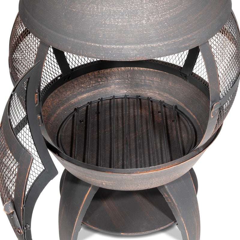 Dellonda Deluxe 360 Chiminea/Fire Pit - Antique Bronze Finish Dellonda  - Dynamic Drive