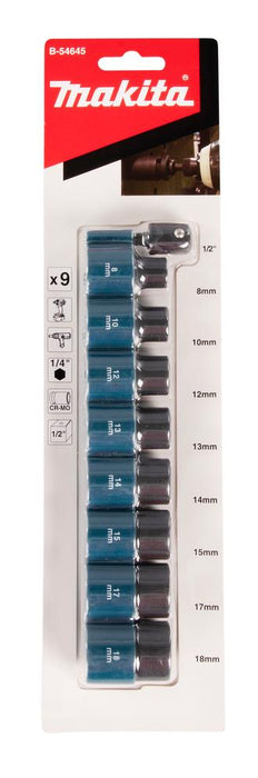 Makita *1/2 Impact Socket+Adapter Set B-54645" Makita - Dynamic Drive