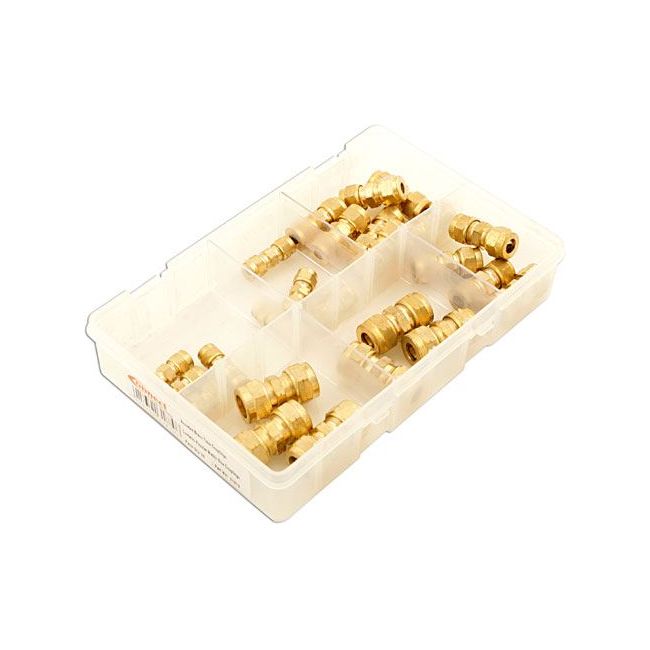 Connect Assorted Metric Brass Tube Couplings 25pc 31879 Tool Connection - Dynamic Drive