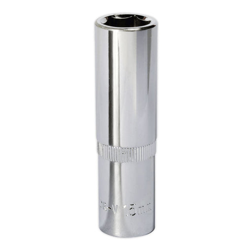 Sealey WallDrive Socket 15mm Deep 1/2"Sq Drive Fully Polished SP1215D Sealey - Dynamic Drive