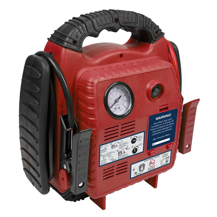 Sealey RoadStart Emergency Jump Start + Compressor 12V 750 Peak Amp RS132 Sealey  - Dynamic Drive
