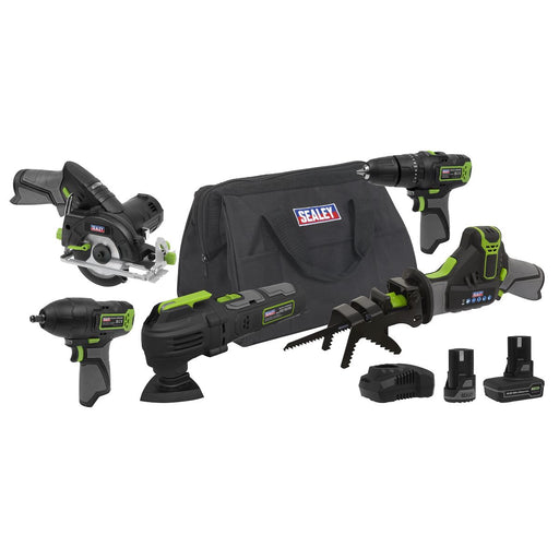 Sealey 5 x SV10.8 Series Cordless Combo Kit 10.8V - 2 Batteries CP108VCOMBO8 Sealey - Dynamic Drive