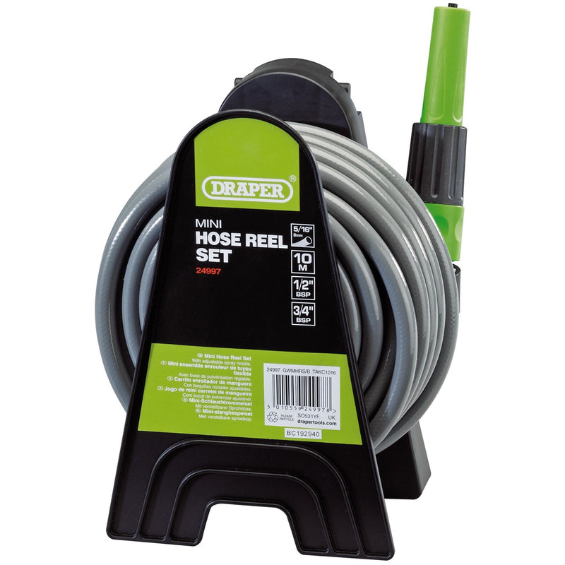 Draper Mini Hose Reel Set, 8mm Bore, 10m 24997 Draper - Dynamic Drive