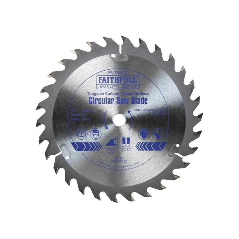 Faithfull TCT Cordless Trimsaw Blade 136 x 10mm x 30T POS Faithfull - Dynamic Drive