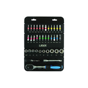 Laser Socket & Bit Set 1/4"D 37pc 7310 Laser - Dynamic Drive