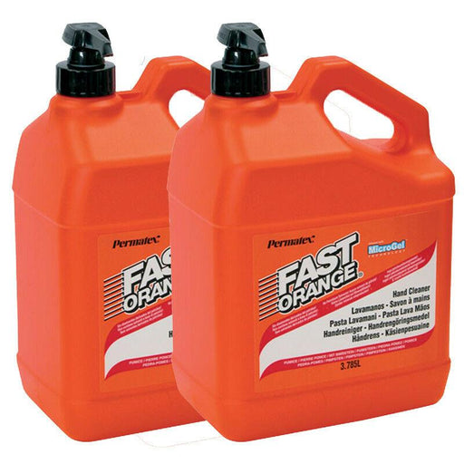 2x Fast Orange Hand Cleaner Pumice Lotion Workshop Garage Scrub 3.7 Litre Pump Permatex  - Dynamic Drive
