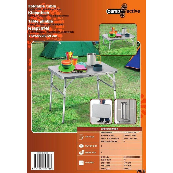 Portable Aluminium Folding Camping Table Camp Active  - Dynamic Drive