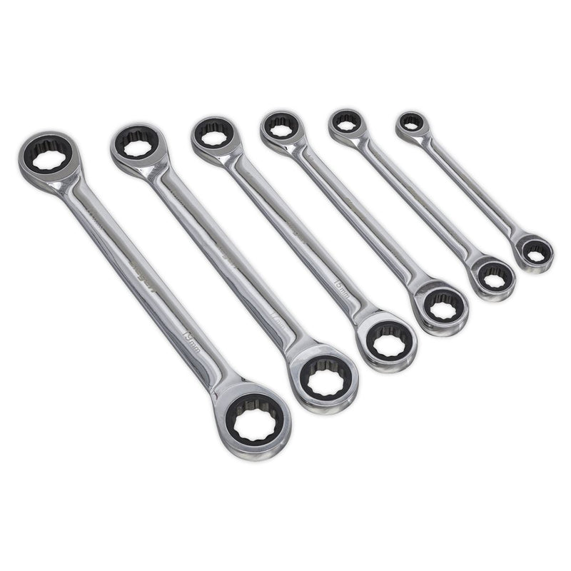 Seigen by Sealey Double End Ratchet Ring Spanner Set 6pc Metric S0636 Seigen by Sealey  - Dynamic Drive