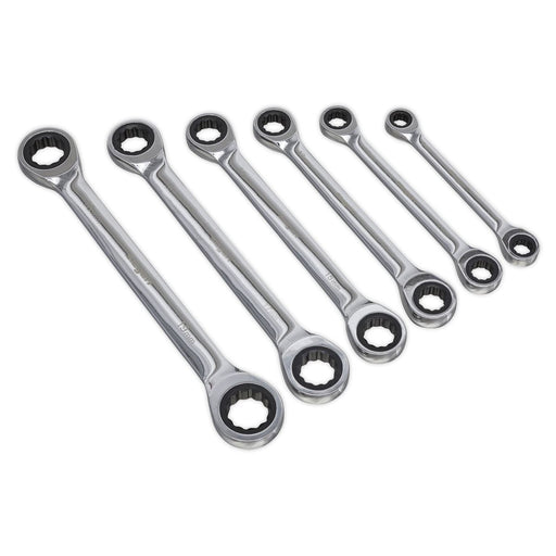 Seigen by Sealey Double End Ratchet Ring Spanner Set 6pc Metric S0636 Seigen by Sealey  - Dynamic Drive