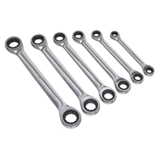 Sealey Double End Ratchet Ring Spanner Set 6pc Metric S0636 Siegen by Sealey - Dynamic Drive
