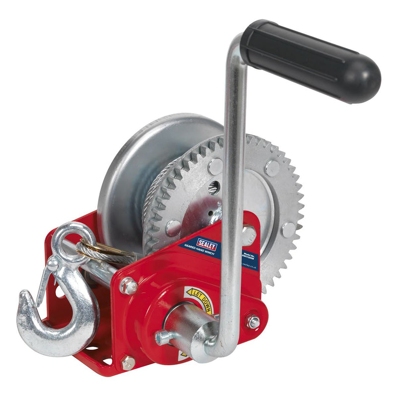 Sealey Geared Hand Winch with Brake & Cable 540kg Capacity GWC1200B Sealey - Dynamic Drive