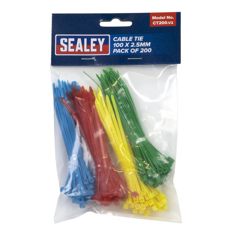 Sealey Cable Tie 100 x 2.5mm Pack of 200 CT200 Sealey - Dynamic Drive