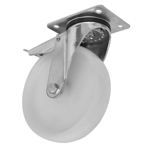 Sealey Heavy-Duty Nylon Castor Wheel Swivel with Total Lock125mm Trade Sealey - Dynamic Drive